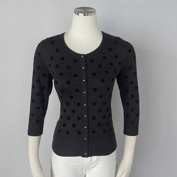 WHBM Gray Polka dot Cadigan Size Small - Picture 2 of 9